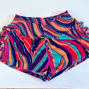 Roxy shorts woman’s size medium multicolor Y2K orange purple turquoise cut out